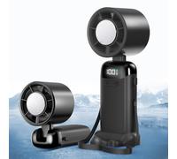 Jsdoin Petit Mini Ventilateur Portable, Mini Ventilateur à main usb Portatif Portable Rechargeable avec 5 vitesses écran LED pour la maison, bureau, chambre à coucher, voyages en plein air (Noir)