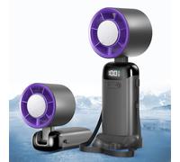 Jsdoin Petit Mini Ventilateur Portable, Mini Ventilateur à main usb Portatif Portable Rechargeable avec 5 vitesses écran LED pour la maison, bureau, chambre à coucher, voyages en plein air (Gris)