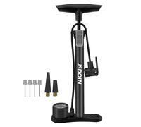 Jsdoin Pompe à air pour vélo avec manomètre, pompe à air sur pied, pompe à vélo haute pression 160 psi, pompe à air pour toutes les valves (noir)