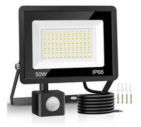 Jsdoin Projecteur LED ExtéRieur 50w, Lampes de SéCurité D'ExtéRieur Avec dé Tecteur de Mouvement, 4500 Lumens, 6500 K, Lampe de SéCurité Pir, Ip66, Lampe de Jour éTanche Avec CâBle d e 2 M Pour