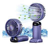 Jsdoin Mini Ventilateur à Main USB Portatif Portable Ventilateur De Bureau, Petit Ventilateur de Poche 5 Vitesses Avec Base, Ventilateur de Bureau Pliable Pour Bureau, Extérieur (Violette)