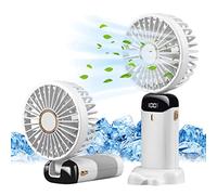 Jsdoin Mini Ventilateur à Main USB Portatif Portable Ventilateur De Bureau, Petit Ventilateur de Poche 5 Vitesses Avec Base, Ventilateur de Bureau Pliable Pour Bureau, Extérieur (Blanc)