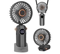 Jsdoin Ventilateur portatif, mini-ventilateur portable avec écran LED, paramètres à 5 vitesses et ventilateurs accrochés au cou rechargeables pour le bureau à domicile de voyage (Noir)