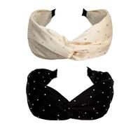 Jseng Lot de 2 bandeaux élastiques faits à la main avec strass pour femme