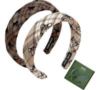 Jseng Lot de 2 bandeaux noués pour femme - Bandeaux rembourrés à carreaux vintage pour filles - Bandeaux larges et épais pour un accessoire de cheveux élégant et confortable