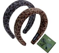Jseng Lot de 2 bandeaux noués pour femme - Bandeaux rembourrés en velours léopard pour filles - Bandeaux larges et épais pour un accessoire de cheveux élégant et confortable