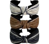 Jseng Lot de 3 bandeaux en tissu tressé bohème avec nœud croisé pour femme