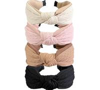 Jseng Lot de 4 bandeaux noués à la main en tissu avec nœud croisé pour femme