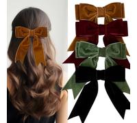 Jseng Lot de 4 barrettes à cheveux élégantes en velours pour femme, finition velours doux, maintien sûr pour toutes les occasions