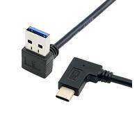 JSER 20 cm mâle réversible USB 3.1 USB-C coudé vers USB 3.0 câble de données coudé à 90 degrés vers le bas pour Macbook et tablette et téléphone portable