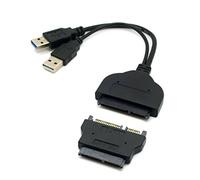 JSER Adaptateur USB 3.0 vers SATA 22 broches et SATA vers micro SATA 16 broches pour disque dur 1,8" et 2,5", avec câble d'alimentation USB supplémentaire.