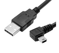 JSER Câble d'alimentation et de données Mini USB Type B mâle à 5 broches, coudé à 90° vers la gauche, vers USB 2.0 mâle, 180 cm