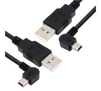 JSER Câble d'alimentation Mini USB Type B coudé à 90 degrés vers USB 2.0 mâle, 2 pièces/lot, 50 cm