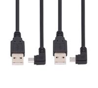 JSER Câble de Charge de données Micro USB 2.0 Type 5 Broches coudé à Gauche et à Droite à 90 degrés USB 2.0 Type-A 480 Mbps Données pour téléphone Tablette Ordinateur Appareil Photo Lot de 2 (100 cm)