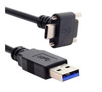 JSER Câble de données coudé vers le haut USB 3.1 Type-C à double vis de verrouillage vers USB 3.0 standard compatible avec appareil photo (3 m)