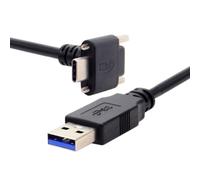 JSER Câble de données USB 3.1 Type-C coudé à 90 degrés avec double verrouillage à vis vers USB 3.0 standard pour appareil photo (5,0 m)
