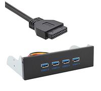 JSER Xiwai U3-110 BD8-80 Hub USB 3.0 4 Ports Panneau Avant vers Carte mère 20 Broches pour Baie CD-ROM 5,25"
