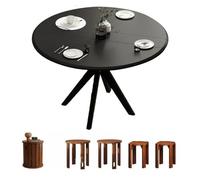 JSFYJZYZ Ensemble Ronde Table a Manger Pliante avec 4 Tabourets Empilables, Table a Manger Extensible pour Petits Espaces(Black,100x72cm/39x28in)