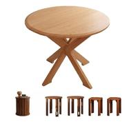 JSFYJZYZ Ensemble Ronde Table a Manger Pliante avec 4 Tabourets Empilables, Table a Manger Extensible pour Petits Espaces(Yellow,100x72cm/39x28in)
