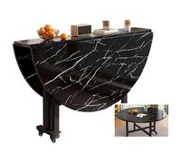 JSFYJZYZ Tables Pliantes Portables, Table Cuisine Pliante à roulettes Table Pliante Bois Table Cuisine Petit Espace Console Demi Lune(Black,120x75cm/47x29in)