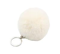 JSGHGDF 1 porte-clés pompon en forme de pompon pour filles et femmes avec pendentif de sac, accessoires de bijoux, Blanc