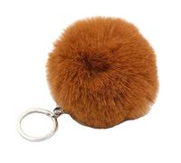 JSGHGDF 1 porte-clés pompon en forme de pompon pour filles et femmes avec pendentif de sac, accessoires de bijoux, caramel