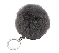 JSGHGDF 1 porte-clés pompon en forme de pompon pour filles et femmes avec pendentif de sac, accessoires de bijoux, gris foncé