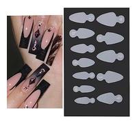 JSGHGDF 12 Feuilles Forme Français Autocollant Complet Faux Ongles Français Dessin Au Trait Guide Autocollants Extension