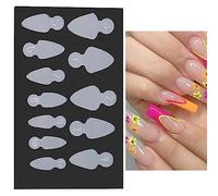 JSGHGDF 12 Feuilles Forme Français Autocollant Complet Faux Ongles Français Dessin Au Trait Guide Autocollants Extension