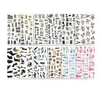 JSGHGDF Art Stickers Marbre Décalcomanies à l'eau Fleur Feuilles Curseurs pour Ongles Papier Abstrait Géométrique