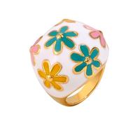 JSGHGDF Bague en acier inoxydable avec motif floral - Étanche - Bijou unique - Convient pour un usage quotidien et pour un rendez-vous artistique, One Size, Comme décrit, Comme décrit.
