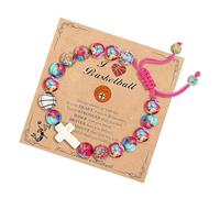 JSGHGDF Bijoux de sport extensibles en perles pour adolescents et adultes sur le thème du sport avec pendentif crucifix en cristal, bracelet réglable, taille unique, Comme décrit