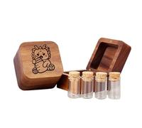 JSGHGDF Boîte de rangement commémorative pour la conservation des fourrures d'animaux domestiques, dents de bébé, griffes avec bois et verre, boîte de conservation des poils en verre