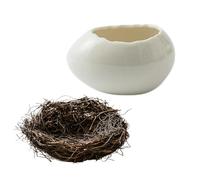 JSGHGDF Bol décoratif blanc brillant, forme coquille d'œuf, section