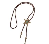 JSGHGDF Bolotie occidentale avec pendentif unique étoile turquoise en métal pour homme élégant accessoire en cuir cravate cravate cowboy, marron, taille unique