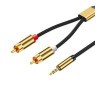 JSGHGDF Câble sonore solide de 3,5 mm à 2 RCA en polyamide mélangé pour bâtiment, salle de médias, exécution, réponse, câble sonore tressé en polyamide