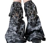 JSGHGDF Cache-jambes évasées en maille punk avec œillets et sangle en polyuréthane pour femme, Noir , taille unique