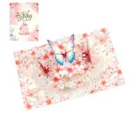 JSGHGDF Carte d ' affichage d ' anniversaire en papier, papillon 3D | avec message manuscrit, enveloppe d ' insertion, scène superposée pour décor de fête, célébration