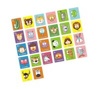 JSGHGDF Cartes mémoire imprimées participatives 26 divisions déguisements d'animaux pour l'apprentissage de la petite enfance et les concours amusants Cartes flash colorées avec script d'animaux