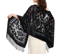 JSGHGDF Châle à la mode pour dames filles style éthique robes de soirée et invités de mariage foulard avec motif brodé accessoire de mode, Noir , Taille unique