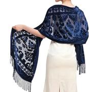 JSGHGDF Châle à la mode pour dames filles style éthique robes de soirée et invités de mariage foulard avec motif brodé accessoire de mode, bleu marine, Taille unique