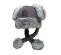 JSGHGDF Chapeau à cache-oreilles avec pompons, seau épais et chaud, chapeau de trappeur russe pour temps froid, activités de plein air, hiver, gris foncé, taille unique