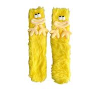 JSGHGDF Chaussettes pelucheuses pour femme, douces et confortables, chaudes pour l'hiver, lit en peluche, jolies poupées de dessin animé, chaussettes de cheville pour la maison, Série Big Hand Yell