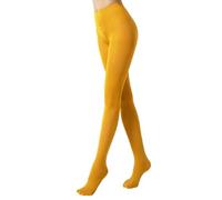 JSGHGDF Collants souples et extensibles 70D semi-opaques taille haute couleur unie avec pieds pour cosplay - Collants doux avec pieds de couleur unie, Curcuma, taille unique