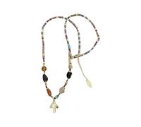 JSGHGDF Collier avec pendentif champignon unique en pierre naturelle - Style rétro français - Bijoux d'hiver faits à la main - Chaîne de perles d'inspiration française