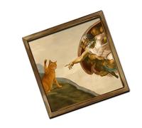 JSGHGDF Creative Cats Interprétation de la peinture sur papier multi-usages carré en bois 20 cm Art mural fantaisie