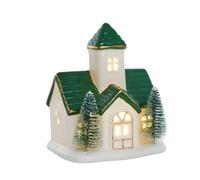 JSGHGDF Décoration de Maison en céramique de Vacances, D | Décoration de cheminée de Noël éclairée avec une lueur chaleureuse et un placement sur table sans fil