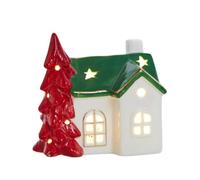 JSGHGDF Décoration de Maison en céramique de Vacances, E | Décoration de cheminée de Noël éclairée avec une lueur chaleureuse et un placement sur table sans fil