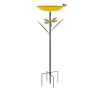 JSGHGDF Eau d'oiseau en fer avec accents verts pour observer le jardin | Récipient peu profond respectueux de la nature avec couche protectrice et sol stable pour observer le jardin et les oiseaux