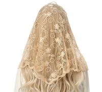 JSGHGDF Écharpe élégante en dentelle Mantilla Voile pour mariée catholique Chapelle Catholique Écharpe Ethnique Headwear Party, beige, M